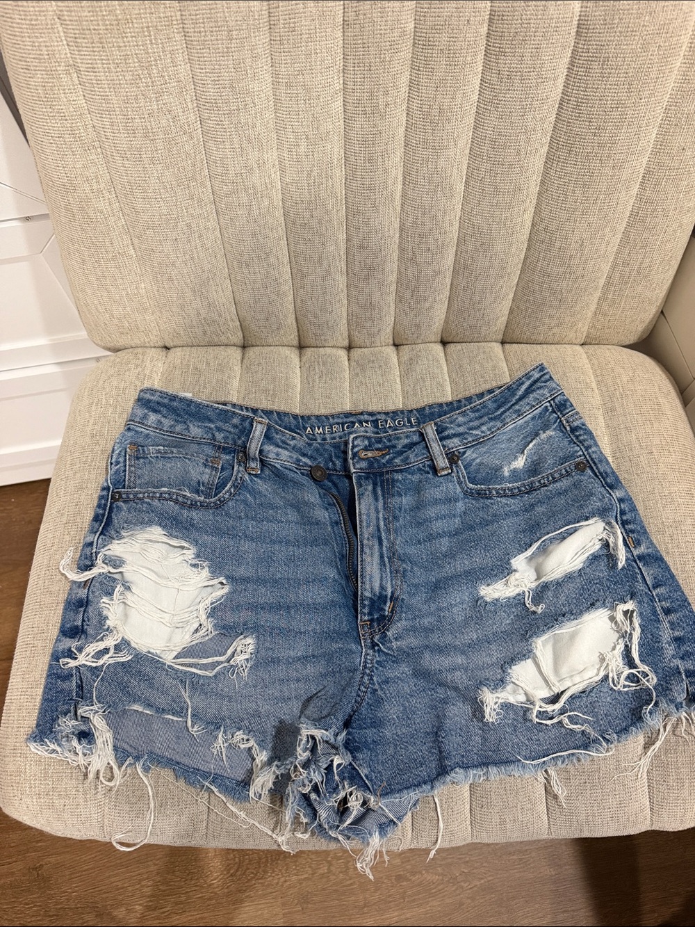 American Eagle Outfitters Ripped Light Blue Denim Jean Shorts